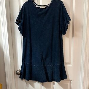 Denim Blue Ruffle Sleeve Dress